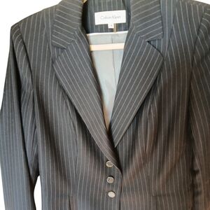 Calvin Kline Women's Blue Pinstripe Blazer